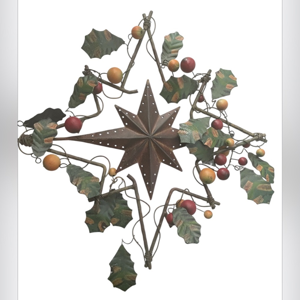 Home Interiors Metal Christmas Star Seasonal Decor Rustic Star 14.5x11” - Picture 3 of 3